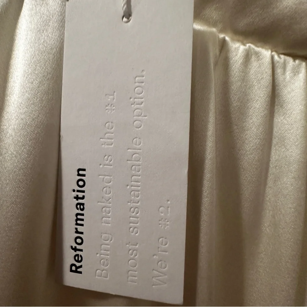 NWT Reformation Gabbie Silk Dress Gown Ivory White Size 4 - Picture 8 of 10